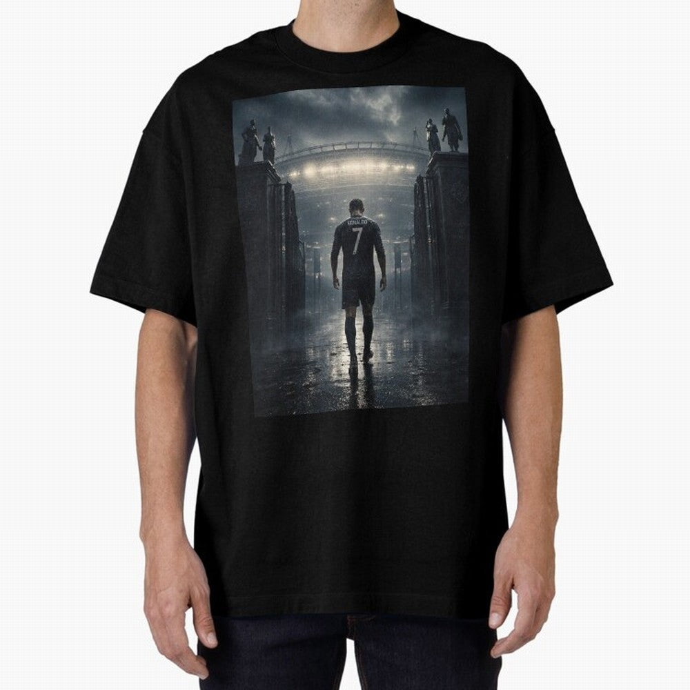 CR7 Entering a Stadium Legend Oversized T-Shirt Bring a Champion Mindset to Global Football Passion for FIFA World Cup 2026 USA Canada Mexico, Driven by Messi, Neymar and Mbappe, Spain and Netherlands, Retro Football Energy, Iconic Rivalries,