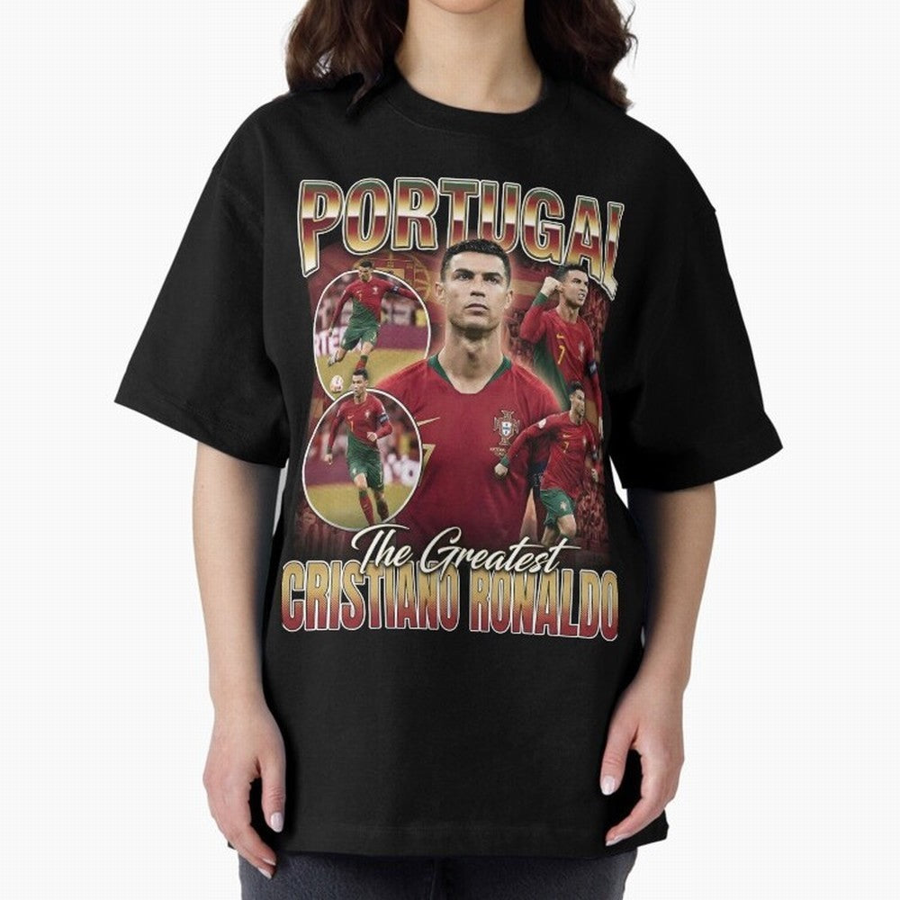 Cristiano Ronaldo Portugal Vintage Oversized T-Shirt Fuel Your Fan Pride for FIFA World Cup 2026 Group Stage for Fans of Haaland and Brazil, Bringing Global Supporter Spirit, Legendary Goals, National Colors and Tournament Celebration; Created for