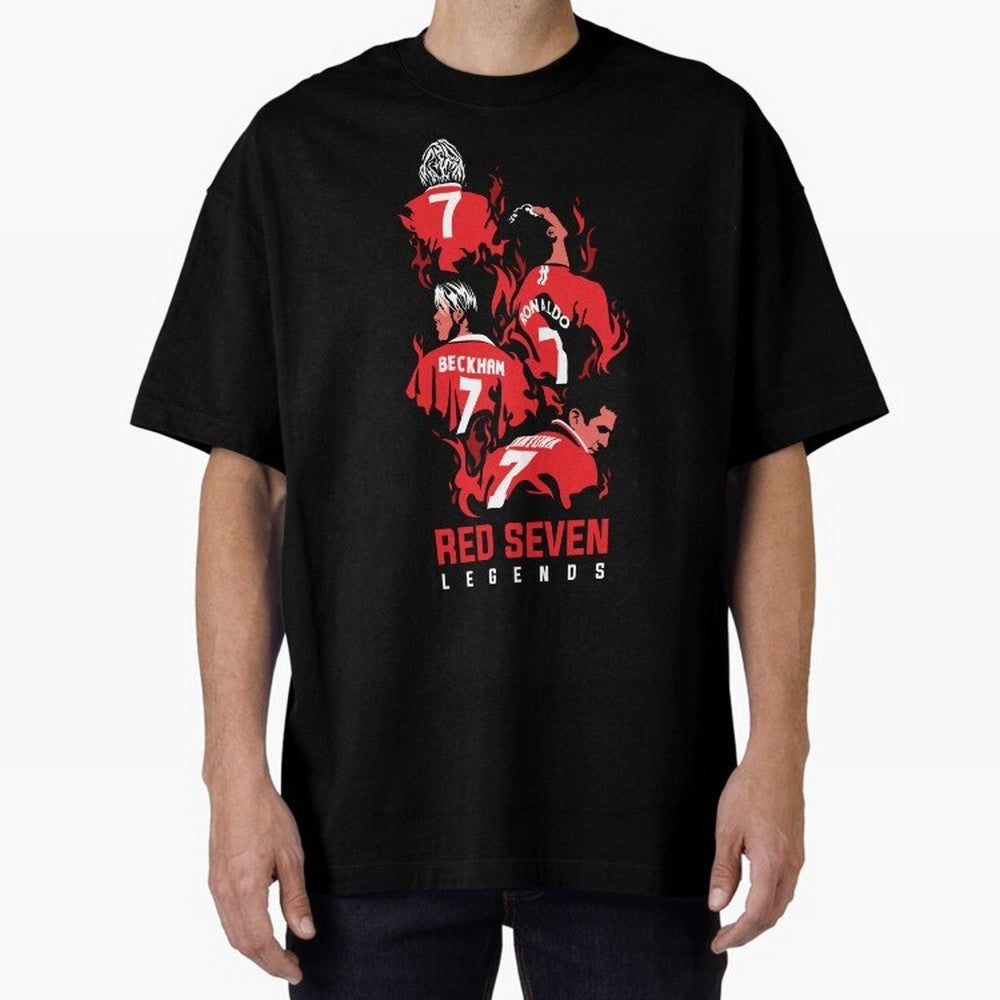 The Red Seven - Man Utd Oversized T-Shirt Enjoy FIFA World Cup 2026 Group Stage for Fans of Haaland and Mbappe and Germany, Bringing Worldwide Fan Energy, Dramatic Goals, Stadium Lights and Championship Celebrations; Perfect for People Who Love