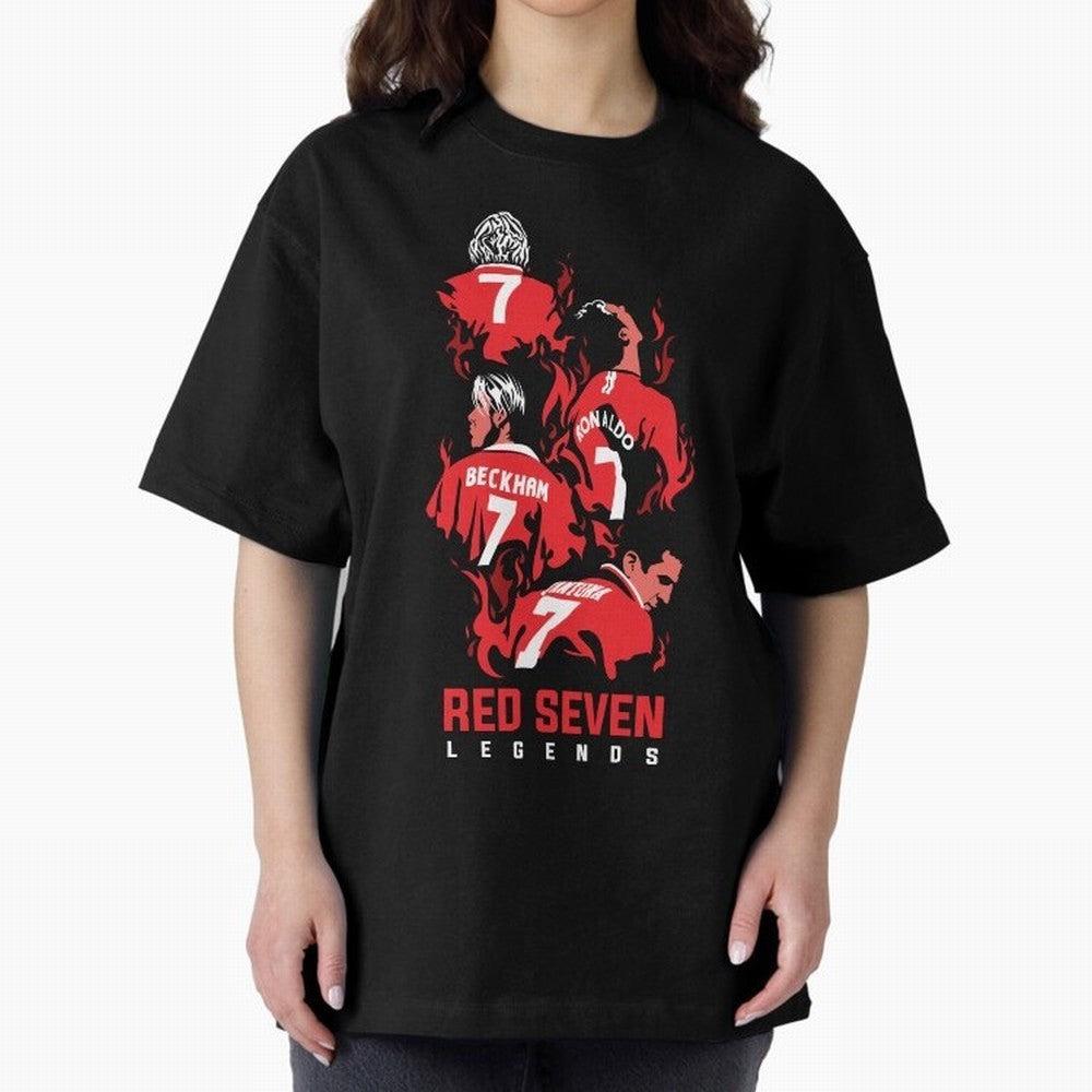 The Red Seven - Man Utd Oversized T-Shirt Enjoy FIFA World Cup 2026 Group Stage for Fans of Haaland and Mbappe and Germany, Bringing Worldwide Fan Energy, Dramatic Goals, Stadium Lights and Championship Celebrations; Perfect for People Who Love