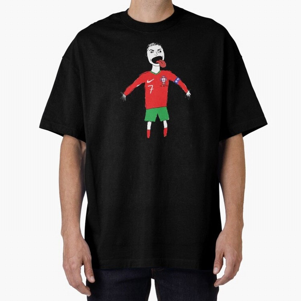 Badly Drawn Ronaldo Oversized T-Shirt Celebrate Fan Favorites in FIFA World Cup 2026 Spirit, Featuring Portugal, Spain and Germany, Messi and Cristiano Ronaldo, Sports Nostalgia, International Competition, Famous Players and Unforgettable