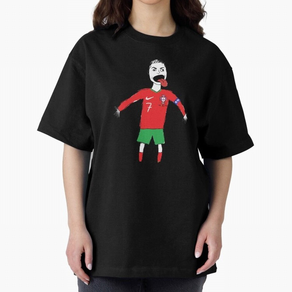 Badly Drawn Ronaldo Oversized T-Shirt Celebrate Fan Favorites in FIFA World Cup 2026 Spirit, Featuring Portugal, Spain and Germany, Messi and Cristiano Ronaldo, Sports Nostalgia, International Competition, Famous Players and Unforgettable