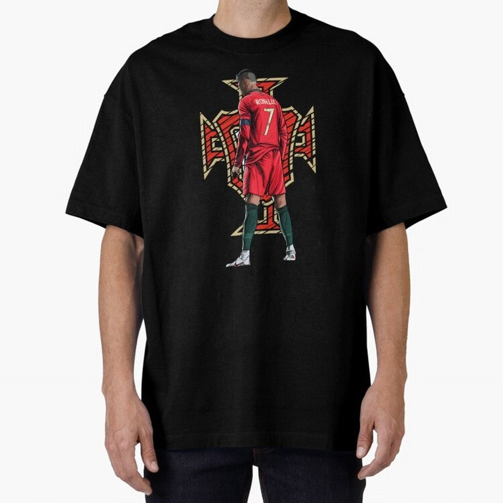 Cristiano Ronaldo Portugal Logo Oversized T-Shirt Bring Champion Energy into FIFA World Cup 2026 USA Canada Mexico for Fans of Messi and Cristiano Ronaldo and England, France and Netherlands, Bringing Championship Spirit, Famous Goals, Roaring