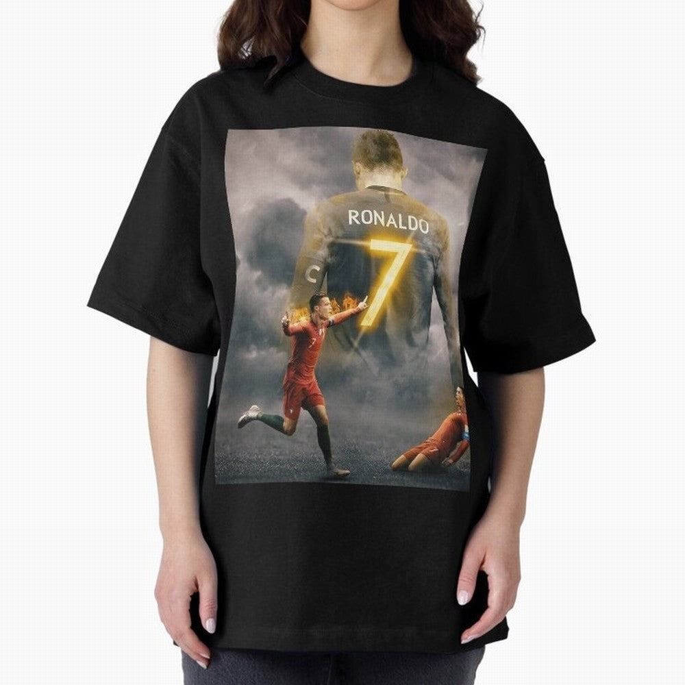 Aesthetic ronaldo poster Oversized T-Shirt Make the Season About Global Football Passion for FIFA World Cup 2026 Group Stage, Connected to CR7, England and Germany, Soccer Culture, Superstar Moments, National Team Dreams and Competitive Fire; Great
