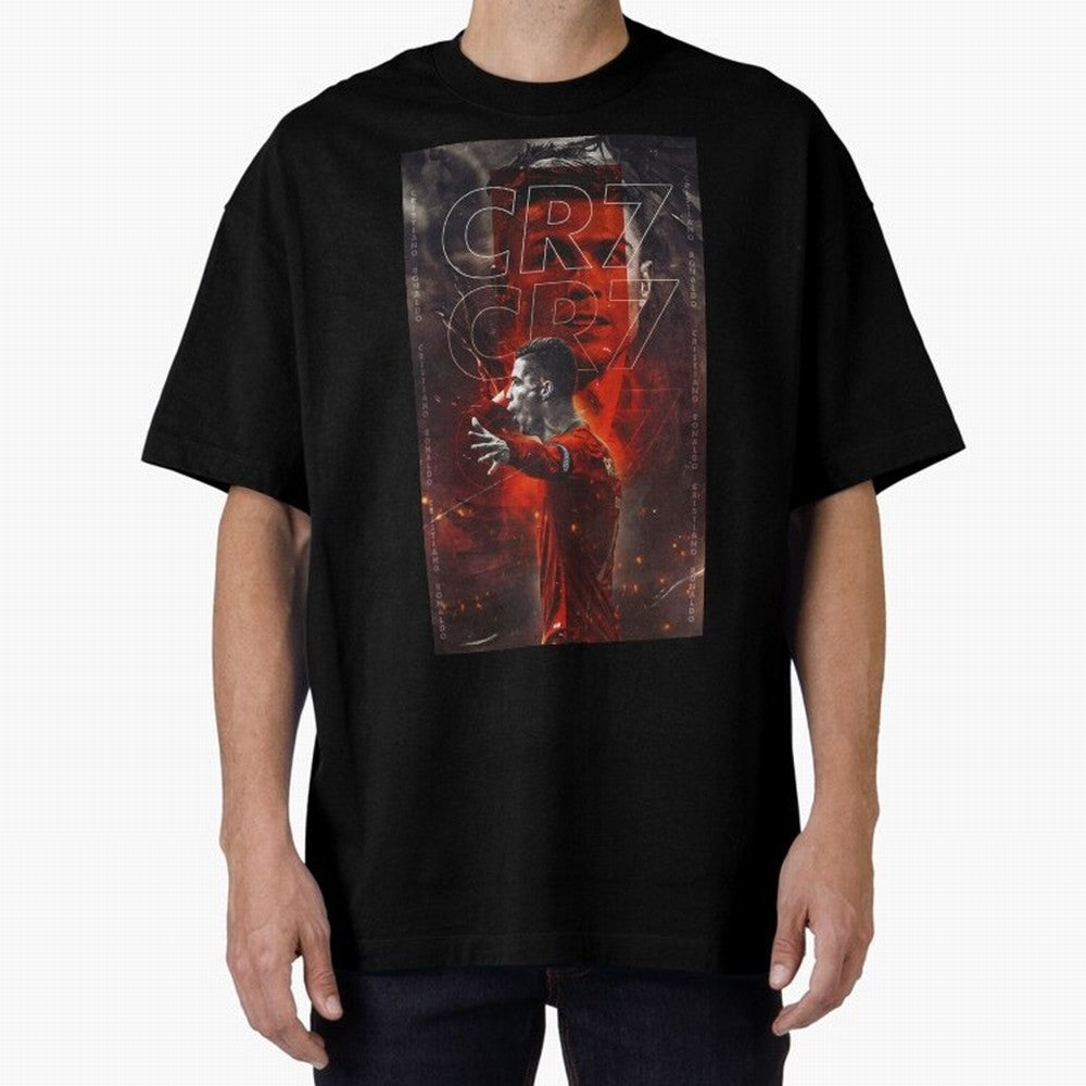 Cristiano Ronaldo Art Oversized T-Shirt Feel the Roar of Global Football Passion for FIFA World Cup 2026, with Neymar, Haaland and Cristiano Ronaldo, Spain, Championship Spirit, Famous Goals, Roaring Crowds and International Football Unity; Great