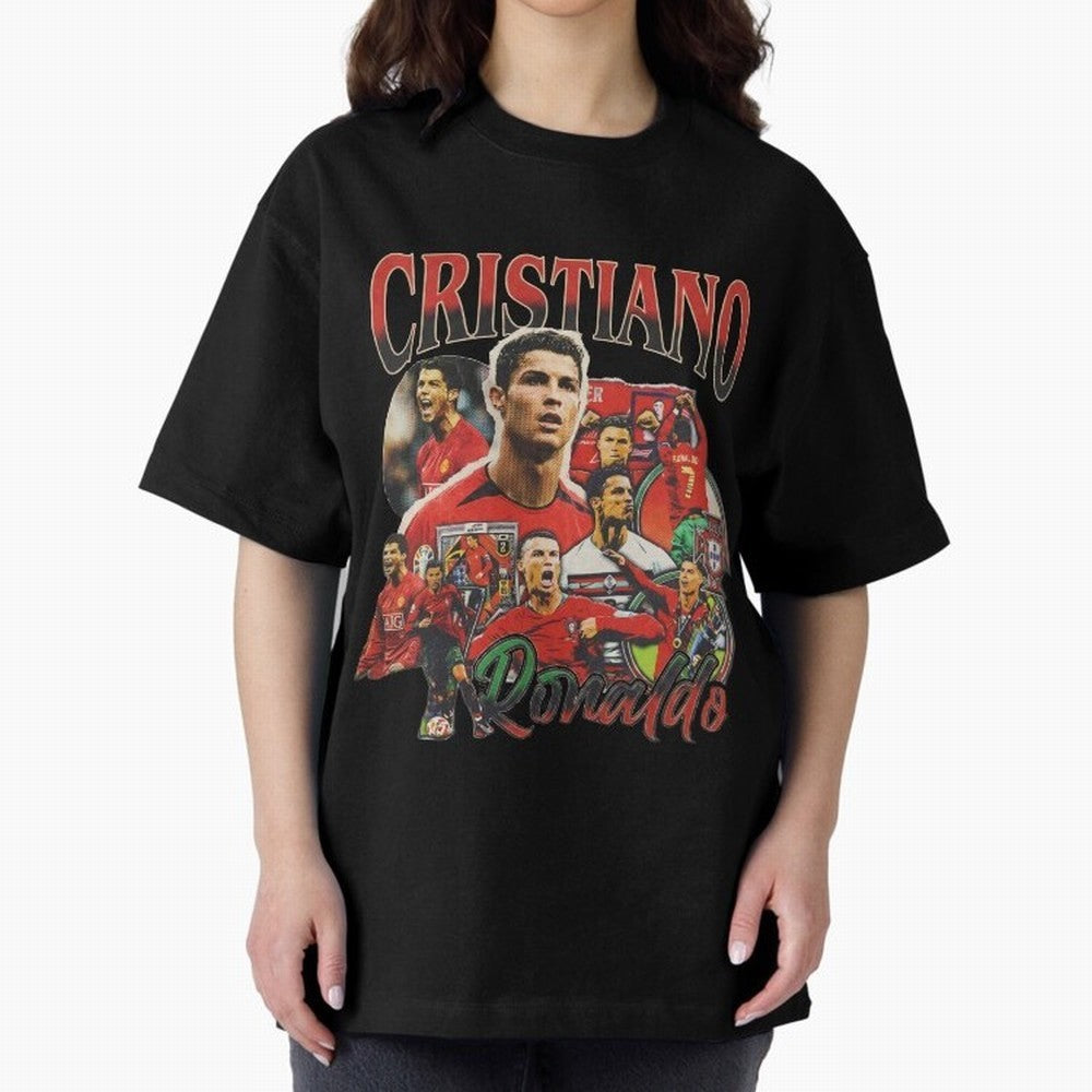 Retro Cristiano Ronaldo Oversized T-Shirt Back Your Heroes with Global Football Passion for FIFA World Cup 2026 USA Canada Mexico, Driven by Mbappe, England, France and Netherlands, Football Festival Excitement, Trophy Ambitions, Country Rivalries