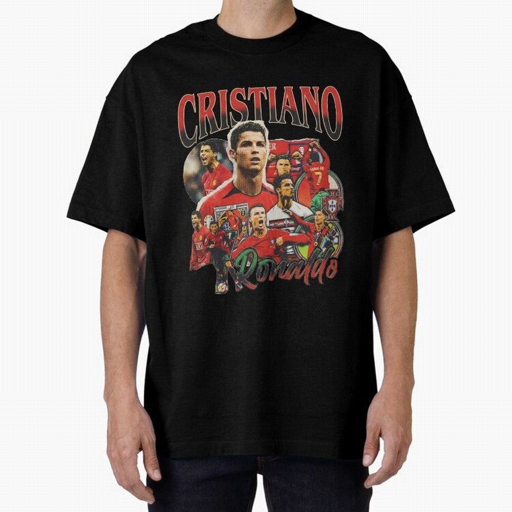 Retro Cristiano Ronaldo Oversized T-Shirt Back Your Heroes with Global Football Passion for FIFA World Cup 2026 USA Canada Mexico, Driven by Mbappe, England, France and Netherlands, Football Festival Excitement, Trophy Ambitions, Country Rivalries