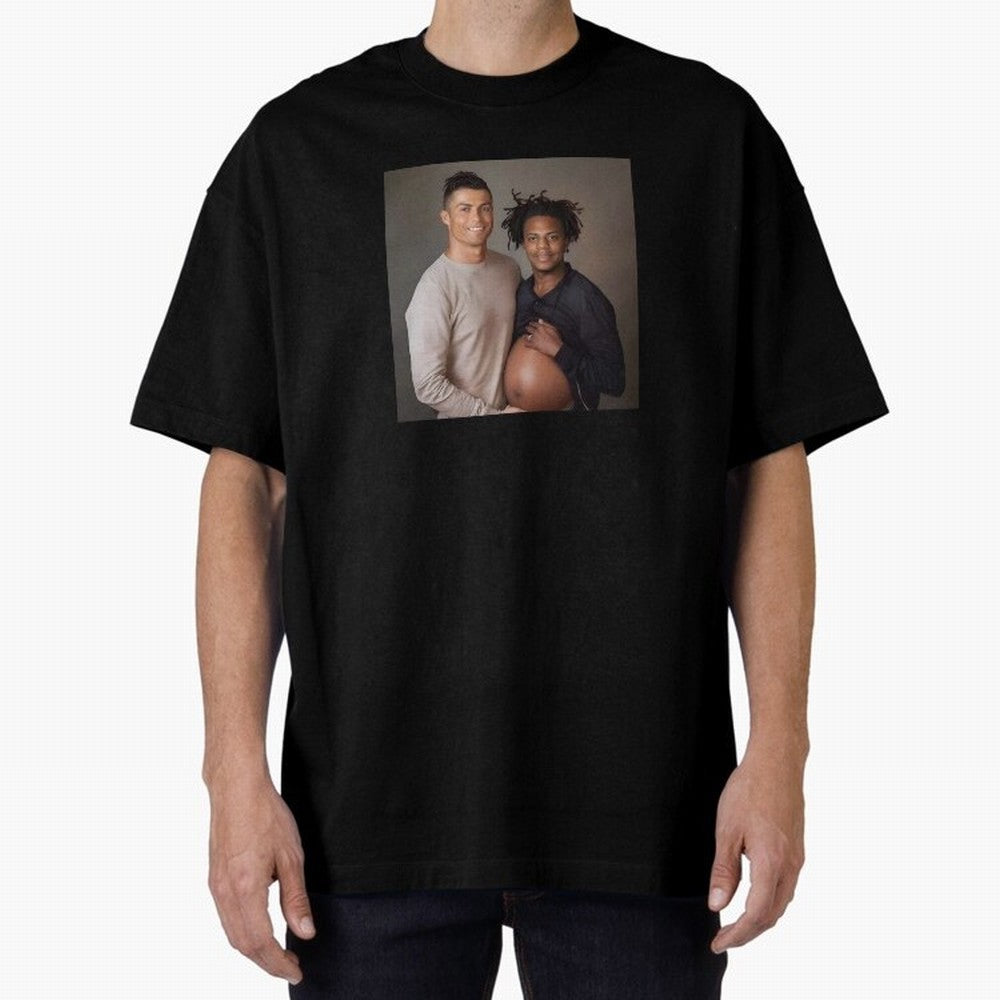 Cristiano Ronaldo and IShowSpeed pregnant. Oversized T-Shirt Refresh FIFA World Cup 2026 Group Stage Made for Messi, France Energy, Fan Favorite Moments, National Team Passion, Big Match Drama and Soccer History; Ideal for Football Dads, Football