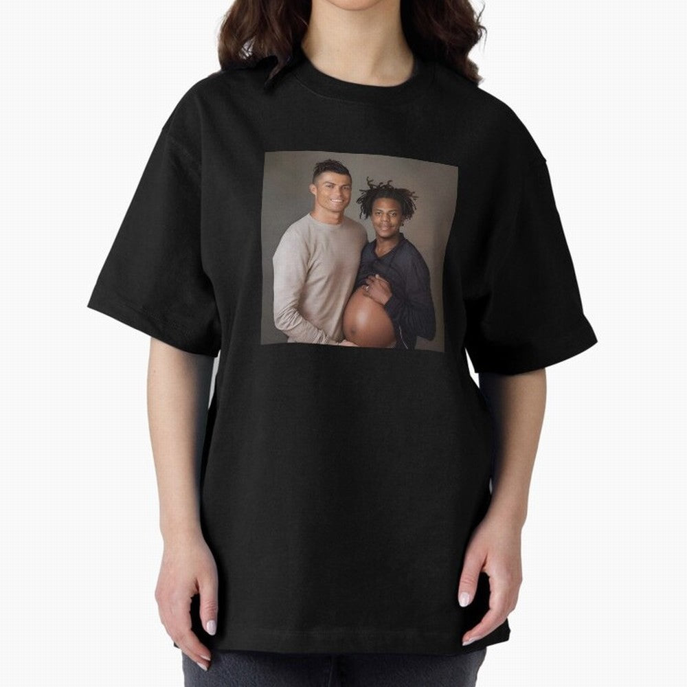 Cristiano Ronaldo and IShowSpeed pregnant. Oversized T-Shirt Refresh FIFA World Cup 2026 Group Stage Made for Messi, France Energy, Fan Favorite Moments, National Team Passion, Big Match Drama and Soccer History; Ideal for Football Dads, Football