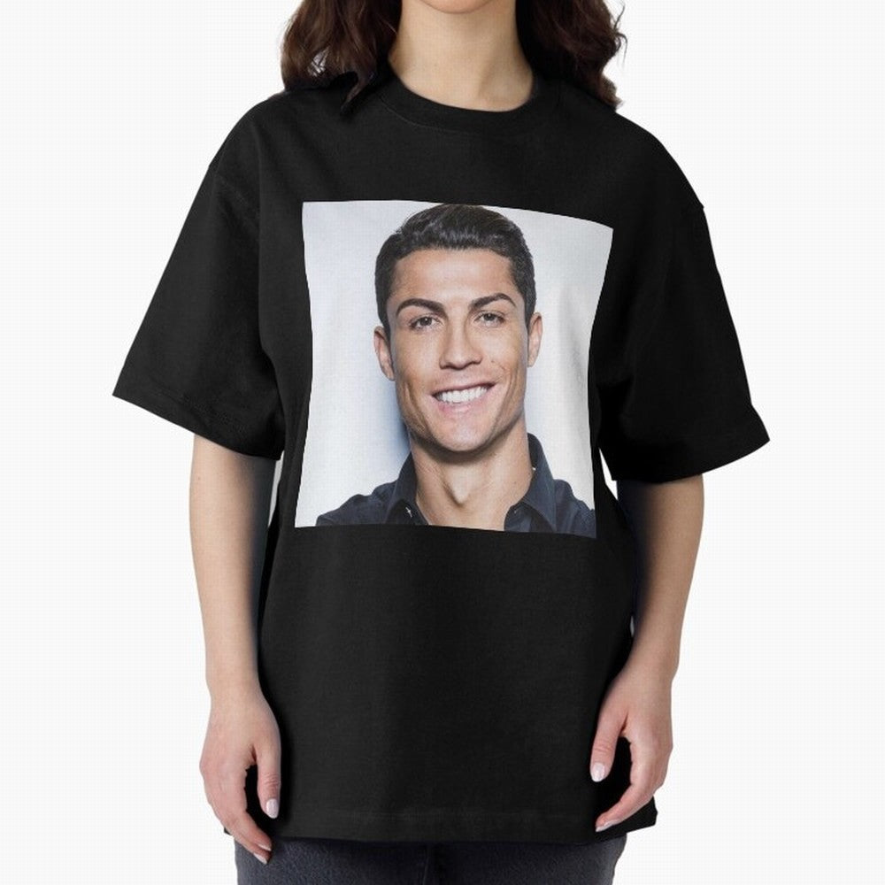 Cristiano Ronaldo Poster Oversized T-Shirt Back Your Heroes with FIFA World Cup 2026 Spirit, Capturing France, Haaland, Match Day Excitement, Supporter Culture, Golden Goals and Global Football Passion; Great for Watch Parties, Sports Bars, Family