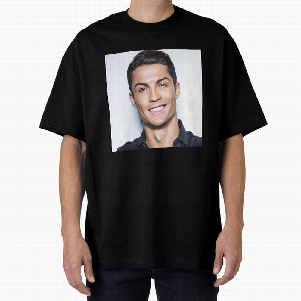 Cristiano Ronaldo Poster Oversized T-Shirt Back Your Heroes with FIFA World Cup 2026 Spirit, Capturing France, Haaland, Match Day Excitement, Supporter Culture, Golden Goals and Global Football Passion; Great for Watch Parties, Sports Bars, Family