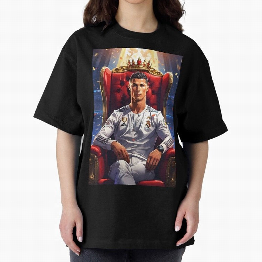 King Cristiano Ronaldo Oversized T-Shirt Celebrate the Biggest Stage of FIFA World Cup 2026 USA Canada Mexico for Fans of CR7 and Messi and England, Bringing Championship Spirit, Famous Goals, Roaring Crowds and International Football Unity;