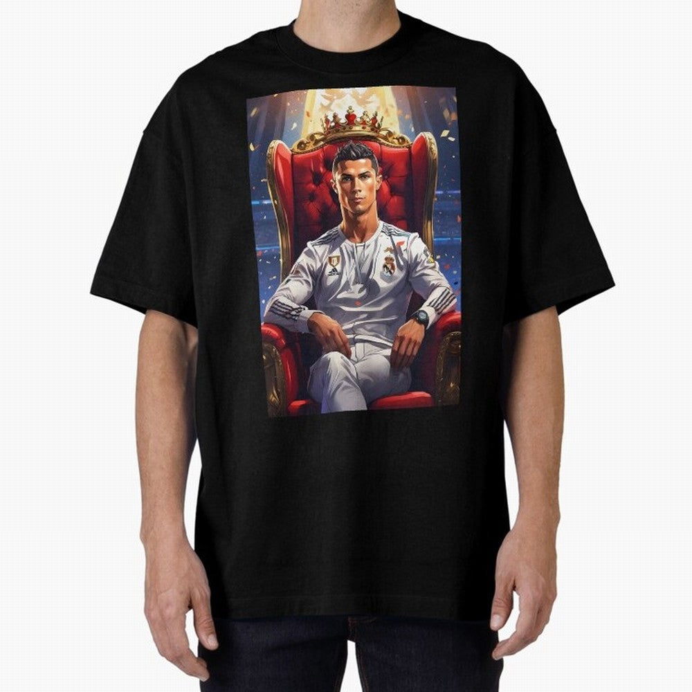 King Cristiano Ronaldo Oversized T-Shirt Celebrate the Biggest Stage of FIFA World Cup 2026 USA Canada Mexico for Fans of CR7 and Messi and England, Bringing Championship Spirit, Famous Goals, Roaring Crowds and International Football Unity;