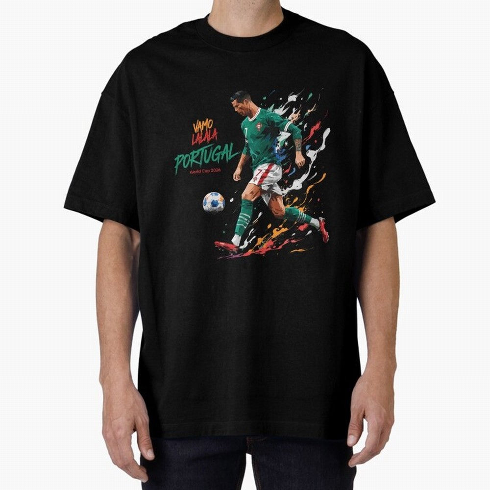 Portugal CR7 Fan World Cup 26 Oversized T-Shirt Keep the Legacy of FIFA World Cup 2026 Group Stage Spirit, Built around Portugal, Mbappe and Neymar, Worldwide Fan Energy, Dramatic Goals, Stadium Lights and Championship Celebrations; Great for Watch
