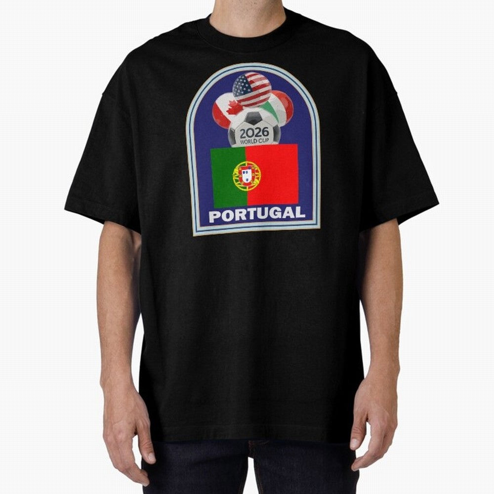 Portugal 2026 Soccer T-shirt Oversized T-Shirt Stand with FIFA World Cup 2026 USA Canada Mexico for Fans of Mbappe and Neymar and France, Bringing Fan Favorite Moments, National Team Passion, Big Match Drama and Soccer History; Perfect for Fans,