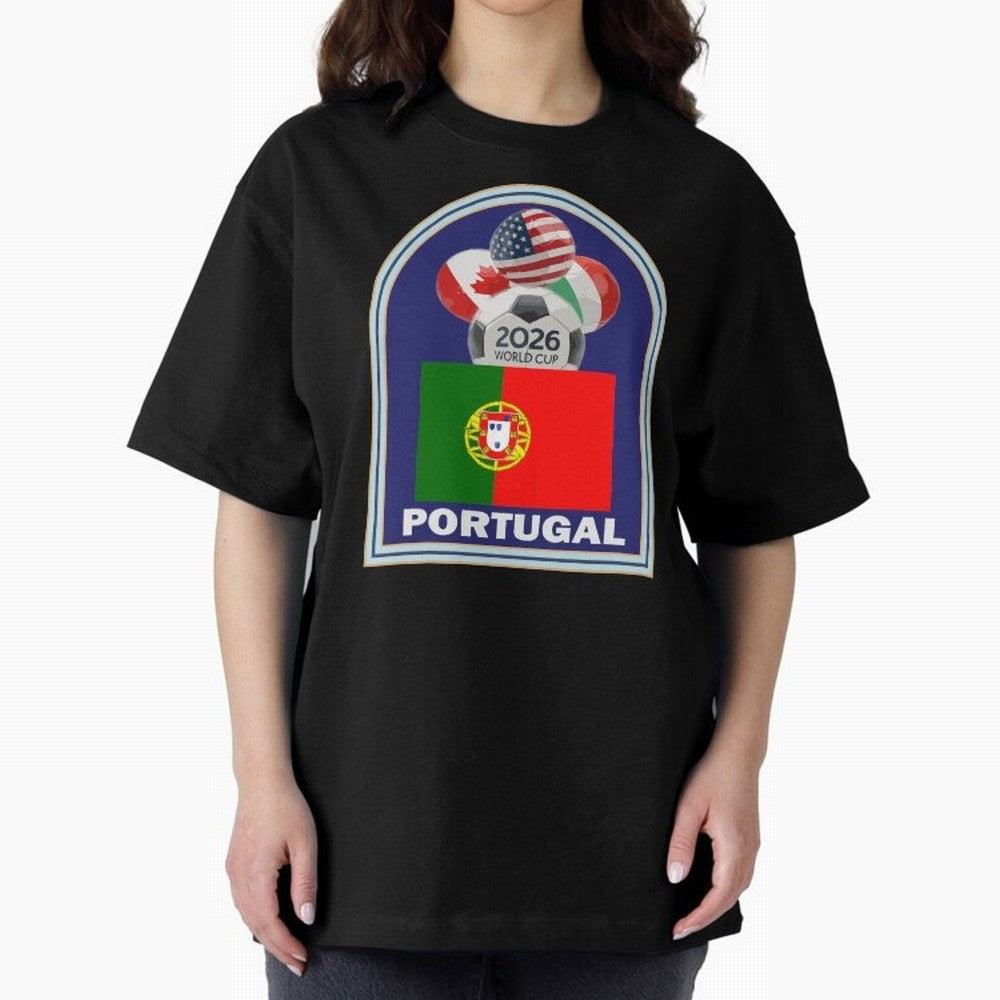 Portugal 2026 Soccer T-shirt Oversized T-Shirt Stand with FIFA World Cup 2026 USA Canada Mexico for Fans of Mbappe and Neymar and France, Bringing Fan Favorite Moments, National Team Passion, Big Match Drama and Soccer History; Perfect for Fans,