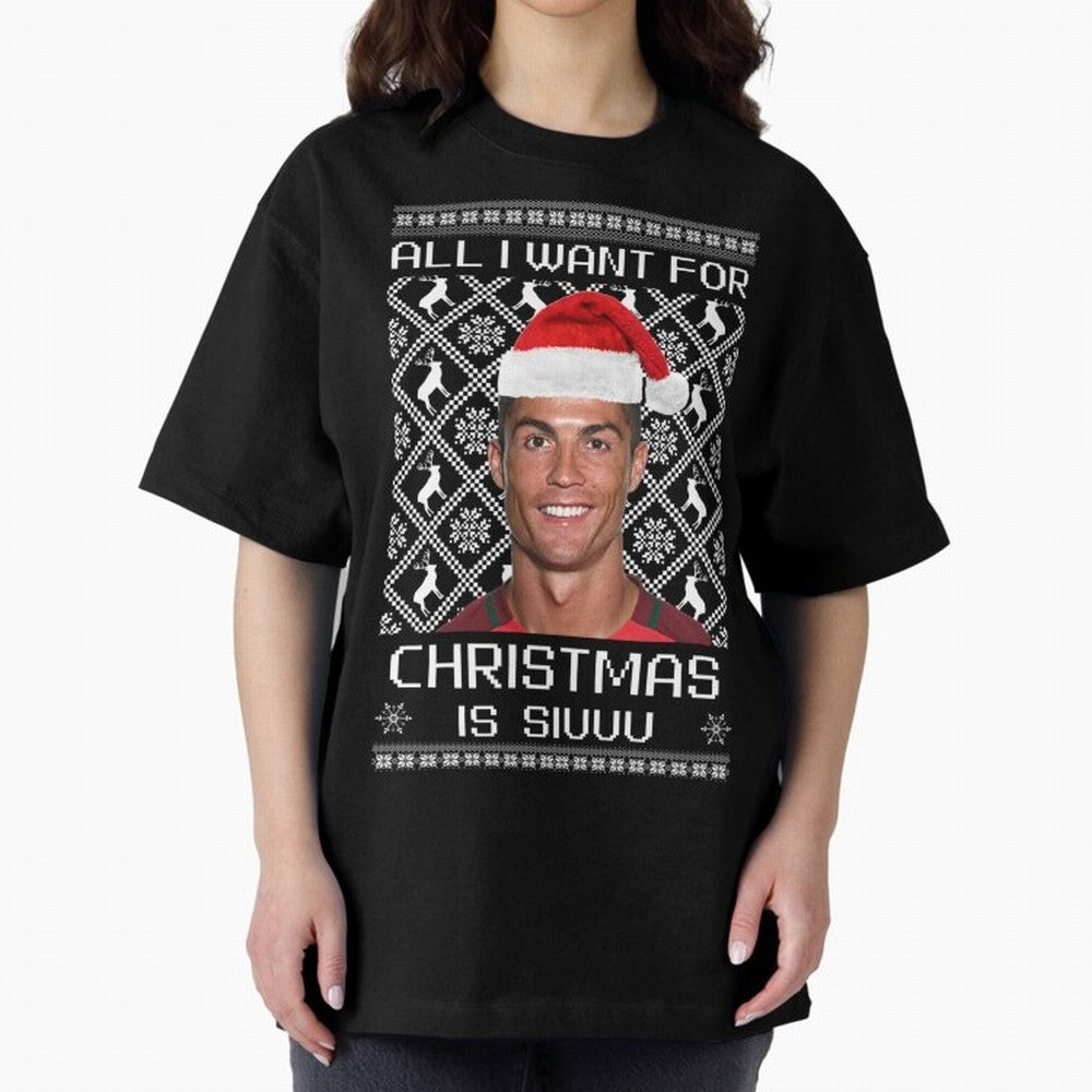 cristiano ronaldo siuuu christmas sweater Oversized T-Shirt Elevate FIFA World Cup 2026 Group Stage for Fans of Neymar, Haaland and Cristiano Ronaldo and Argentina and Brazil, Bringing Worldwide Fan Energy, Dramatic Goals, Stadium Lights and
