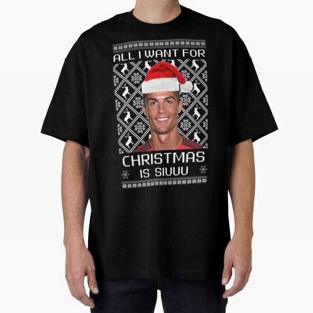 cristiano ronaldo siuuu christmas sweater Oversized T-Shirt Elevate FIFA World Cup 2026 Group Stage for Fans of Neymar, Haaland and Cristiano Ronaldo and Argentina and Brazil, Bringing Worldwide Fan Energy, Dramatic Goals, Stadium Lights and