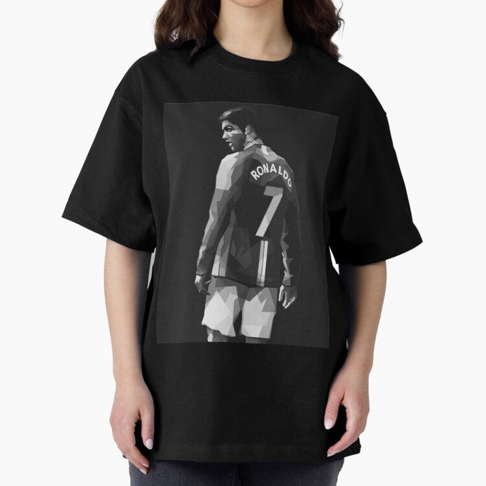 Cristiano Ronaldo Cristiano Ronaldo Oversized T-Shirt Celebrate Fan Culture around Match Day Hype around FIFA World Cup 2026 Group Stage, Neymar, Spain, Stadium Memories, Football Loyalty, International Chants and Championship Tradition; Made for