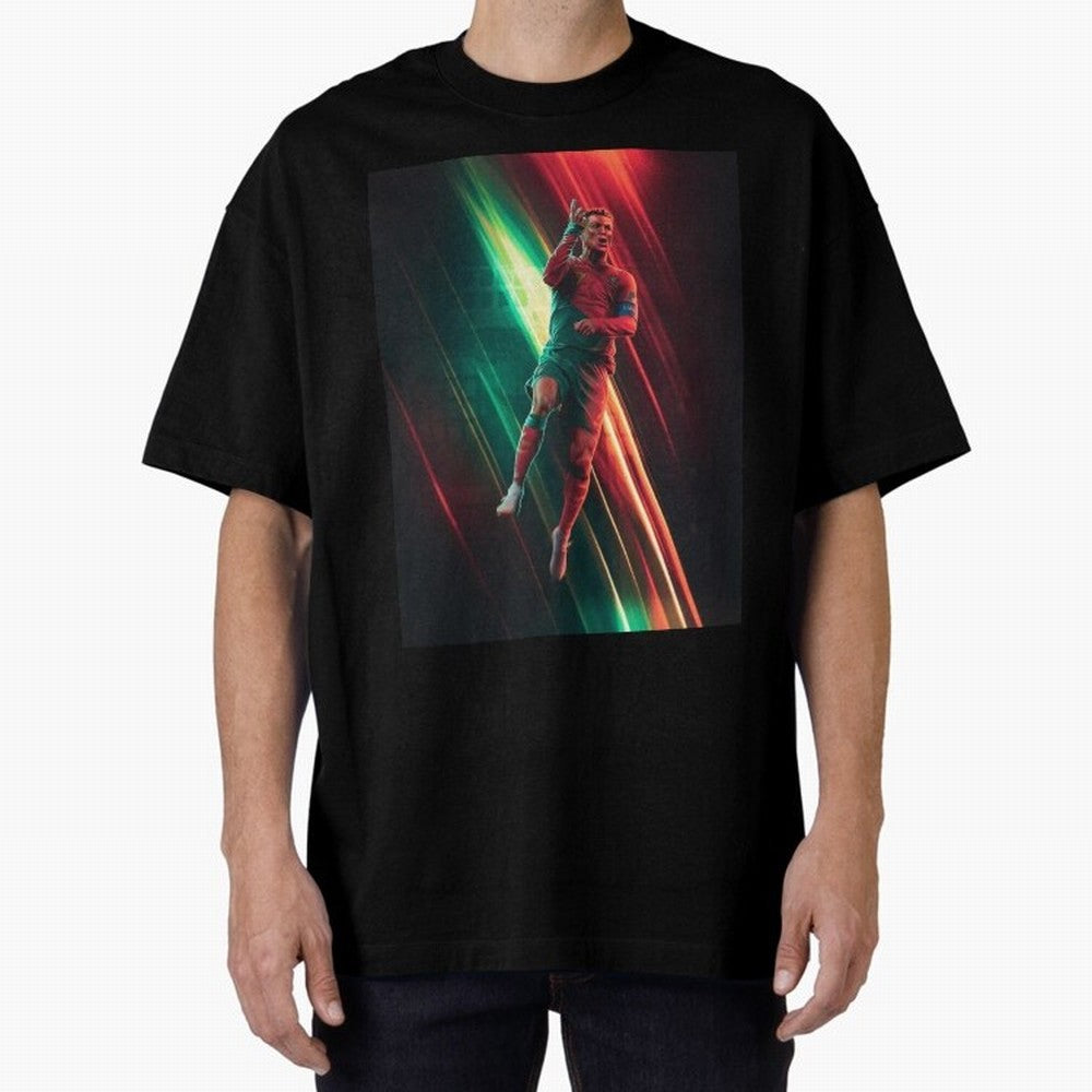Cristiano Ronaldo Oversized T-Shirt Support Your Favorite Stars during Global Football Passion for FIFA World Cup 2026, Centered on Messi, CR7 and Mbappe, France and Portugal, Championship Spirit, Famous Goals, Roaring Crowds and International