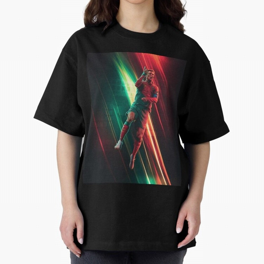 Cristiano Ronaldo Oversized T-Shirt Support Your Favorite Stars during Global Football Passion for FIFA World Cup 2026, Centered on Messi, CR7 and Mbappe, France and Portugal, Championship Spirit, Famous Goals, Roaring Crowds and International