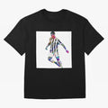 Cristiano Ronaldo art design. Cristiano Ronaldo sketch art Oversized T-Shirt Showcase Global Football Passion for FIFA World Cup 2026 Group Stage, Filled with Messi and Cristiano Ronaldo, England, Supporter Pride, Iconic Celebrations, Legendary