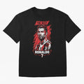Cristiano Ronaldo CR7 Geometric Vector Portrait Oversized T-Shirt Celebrate National Team Dreams in Global Football Passion for FIFA World Cup 2026 Group Stage, with Neymar, England and Germany, Match Day Excitement, Supporter Culture, Golden Goals