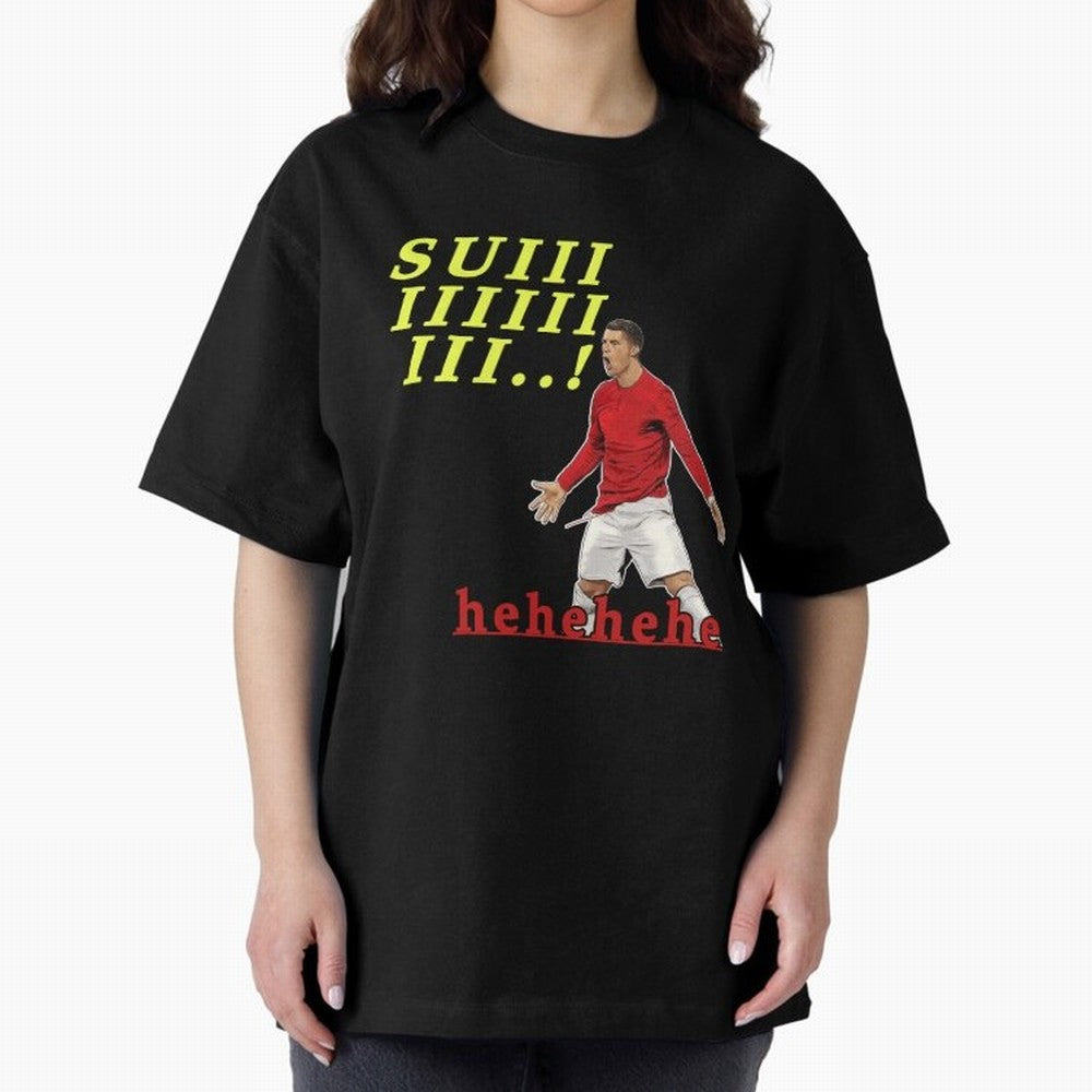 Hehehe suiii !! Cristiano ronaldo goal Oversized T-Shirt Carry the Colors and Pride of Global Football Passion for FIFA World Cup 2026 Group Stage, Centered on Messi, CR7 and Mbappe, Argentina, Vintage Soccer Flavor, Modern Football Stars, National