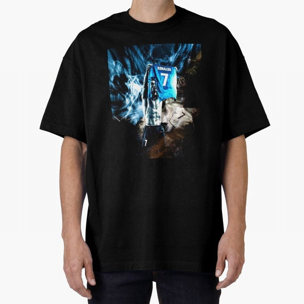 Cristiano Ronaldo Graphic Oversized T-Shirt Honor the FIFA World Cup 2026 Journey through Haaland and Mbappe Highlights, Brazil, Portugal and Argentina Pride, Vintage Soccer Flavor, Modern Football Stars, National Flags and Final Night Emotion;