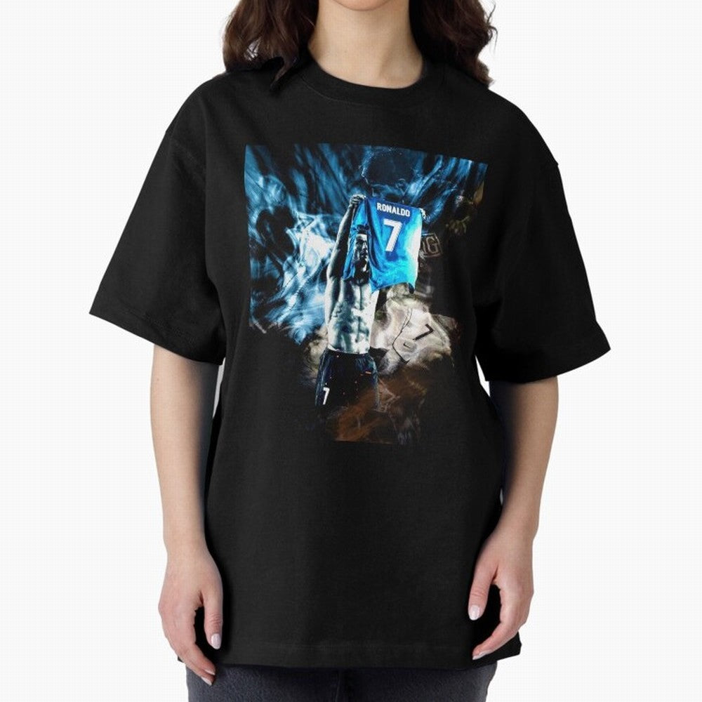 Cristiano Ronaldo Graphic Oversized T-Shirt Honor the FIFA World Cup 2026 Journey through Haaland and Mbappe Highlights, Brazil, Portugal and Argentina Pride, Vintage Soccer Flavor, Modern Football Stars, National Flags and Final Night Emotion;