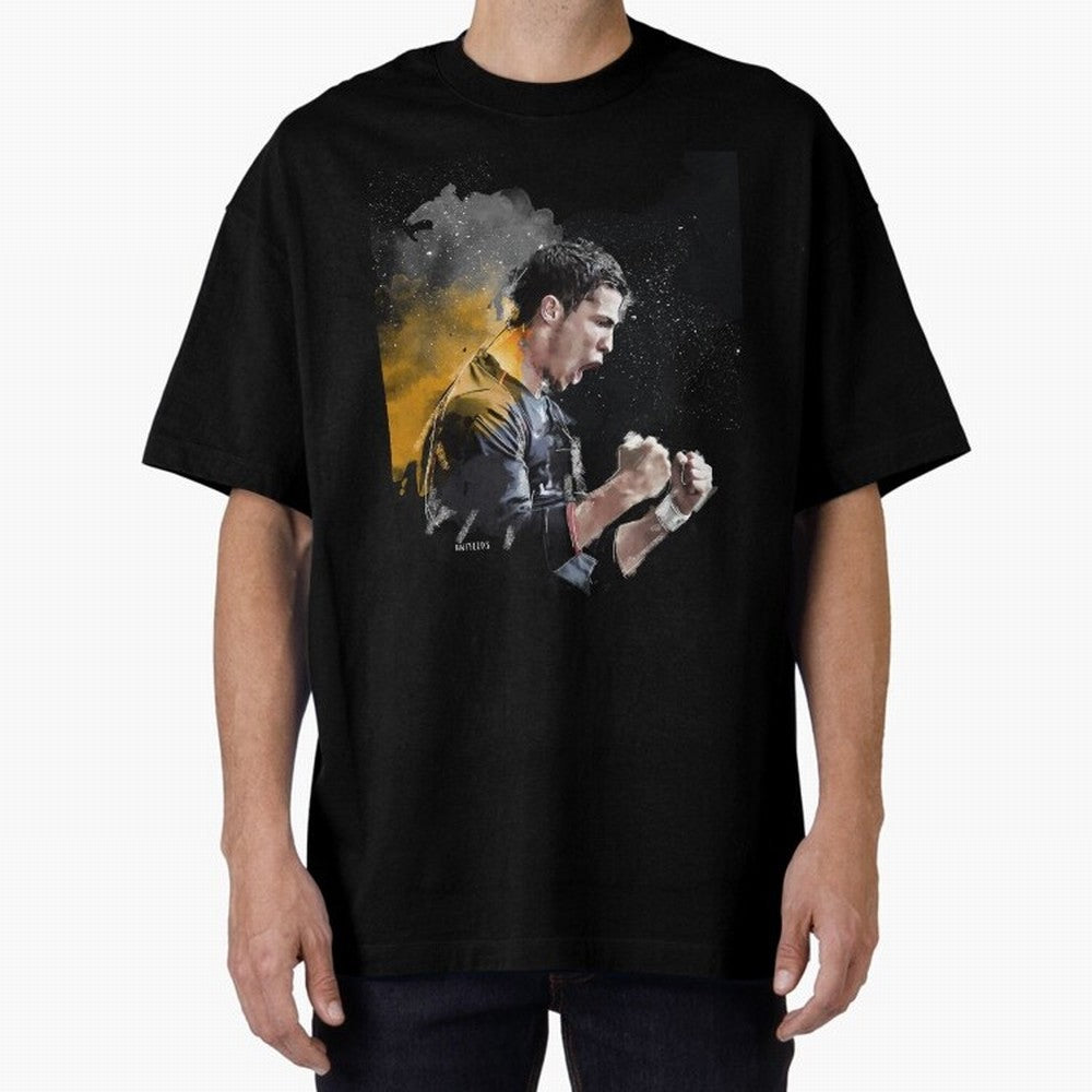 CRISTIANO RONALDO PAINTING Oversized T-Shirt Keep Football History Alive during FIFA World Cup 2026 Group Stage Driven by Mbappe, France Energy, Global Supporter Spirit, Legendary Goals, National Colors and Tournament Celebration; Perfect for Fans,