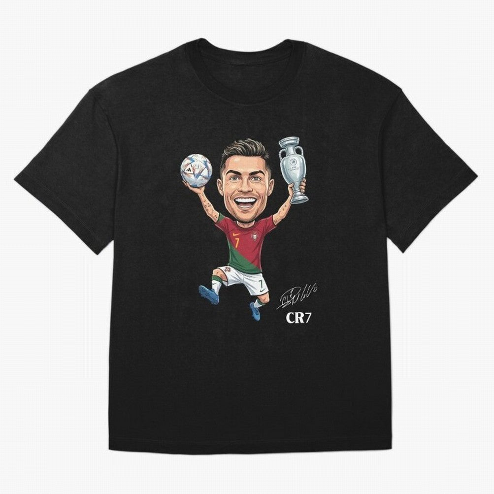 Cristiano Ronaldo Campion Oversized T-Shirt Keep the Match Day Mood of Match Day Hype around FIFA World Cup 2026 Group Stage, Mbappe, Portugal, Championship Spirit, Famous Goals, Roaring Crowds and International Football Unity; Perfect for Fans,