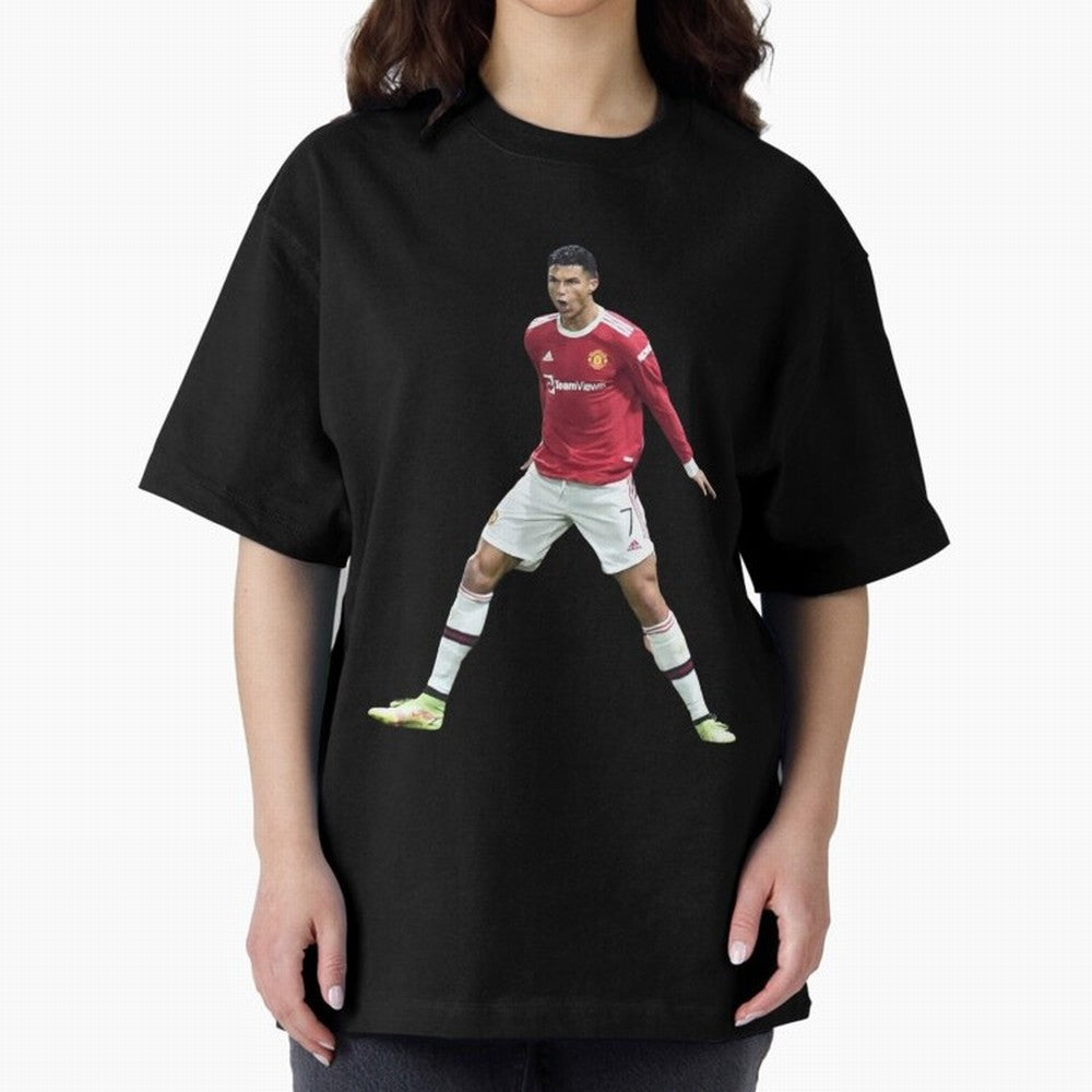 Ronaldo in Flight Oversized T-Shirt Honor Champions and Dreams in the FIFA World Cup 2026 USA Canada Mexico Journey through Messi and Cristiano Ronaldo Highlights, Spain and Netherlands Pride, Champion Mindset, Group Stage Buzz, Knockout Tension