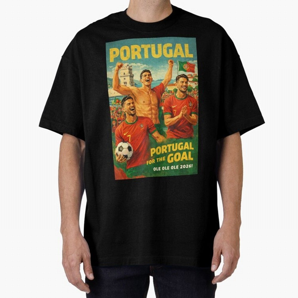 Portugal Lisbon Bel¨¦m Tower Cristiano Ronaldo FIFA World Cup Football Celebration Oversized T-Shirt Fuel the Hype around Match Day Hype around FIFA World Cup 2026 USA Canada Mexico, CR7 and Messi, England and Germany, Football History, Final Match