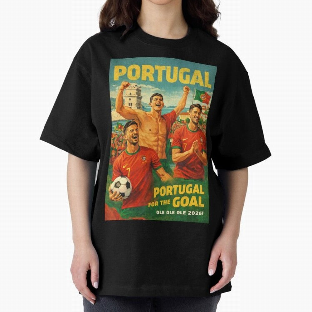 Portugal Lisbon Bel¨¦m Tower Cristiano Ronaldo FIFA World Cup Football Celebration Oversized T-Shirt Fuel the Hype around Match Day Hype around FIFA World Cup 2026 USA Canada Mexico, CR7 and Messi, England and Germany, Football History, Final Match