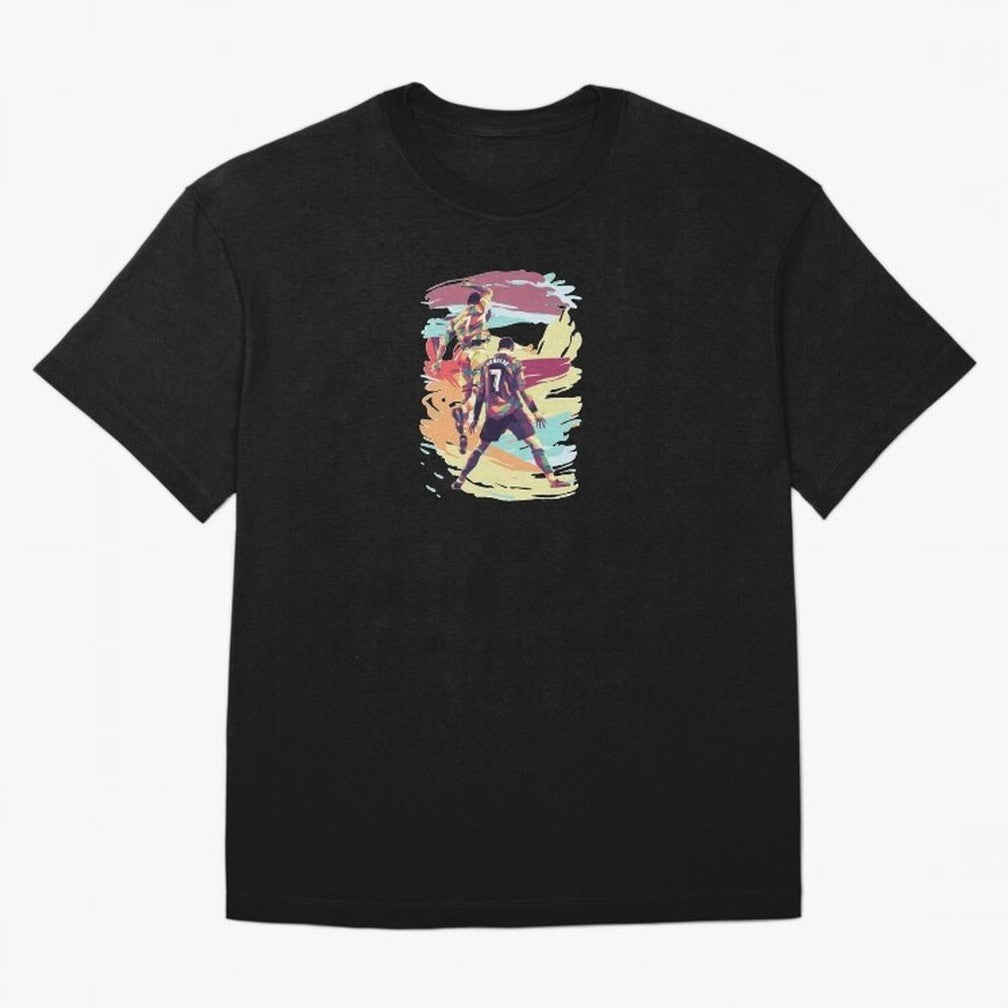 Illustration Cristiano Ronaldo CR7 Oversized T-Shirt Keep the Match Day Mood of FIFA World Cup 2026 USA Canada Mexico for Fans of Haaland and Brazil, Portugal and Argentina, Bringing Match Day Excitement, Supporter Culture, Golden Goals and Global