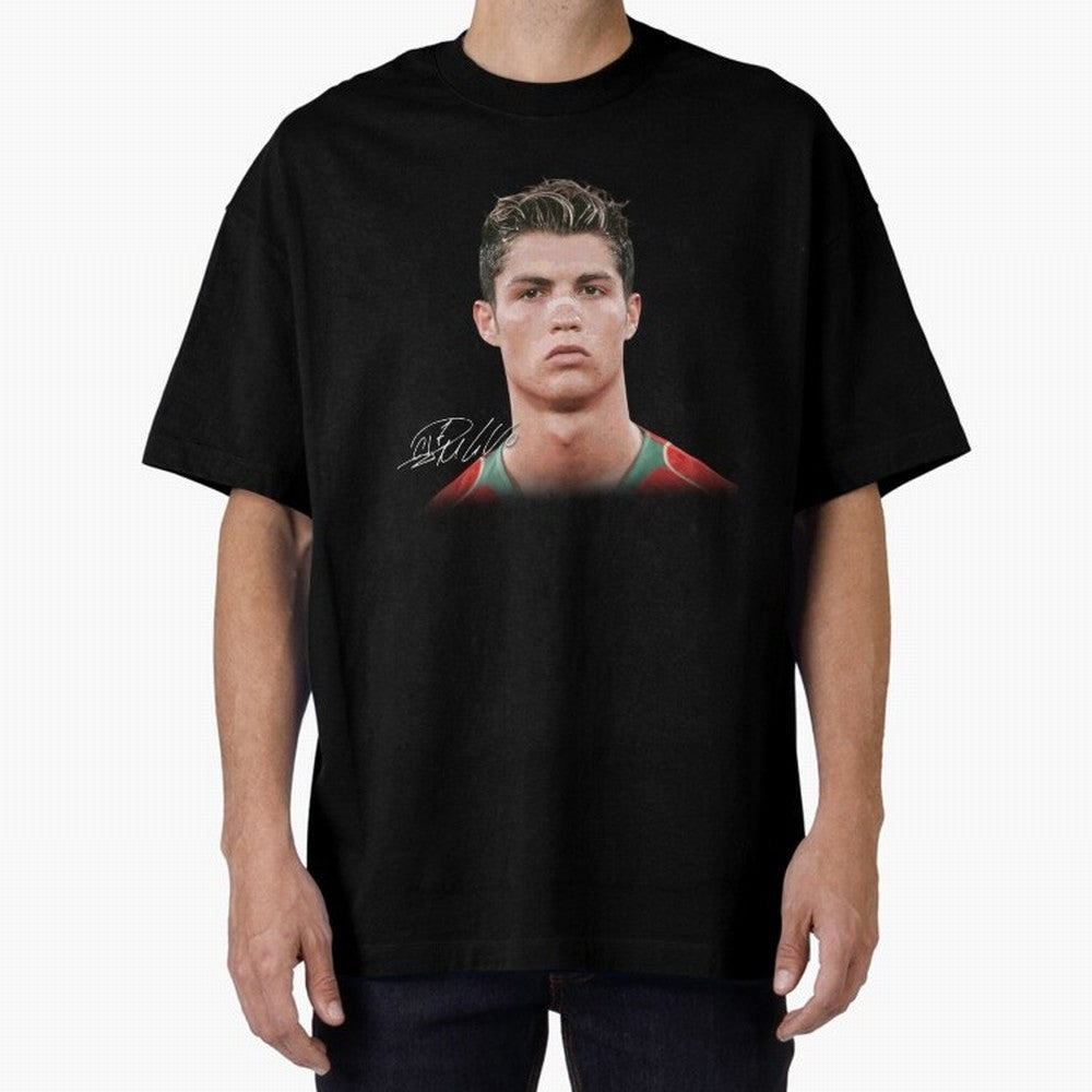 Cristiano Ronaldo T-Shirt Big Face Young Ronaldo Graphic Tee Oversized T-Shirt Spotlight FIFA World Cup 2026 Spirit, Featuring Argentina, France and Brazil, Messi, Worldwide Fan Energy, Dramatic Goals, Stadium Lights and Championship Celebrations;