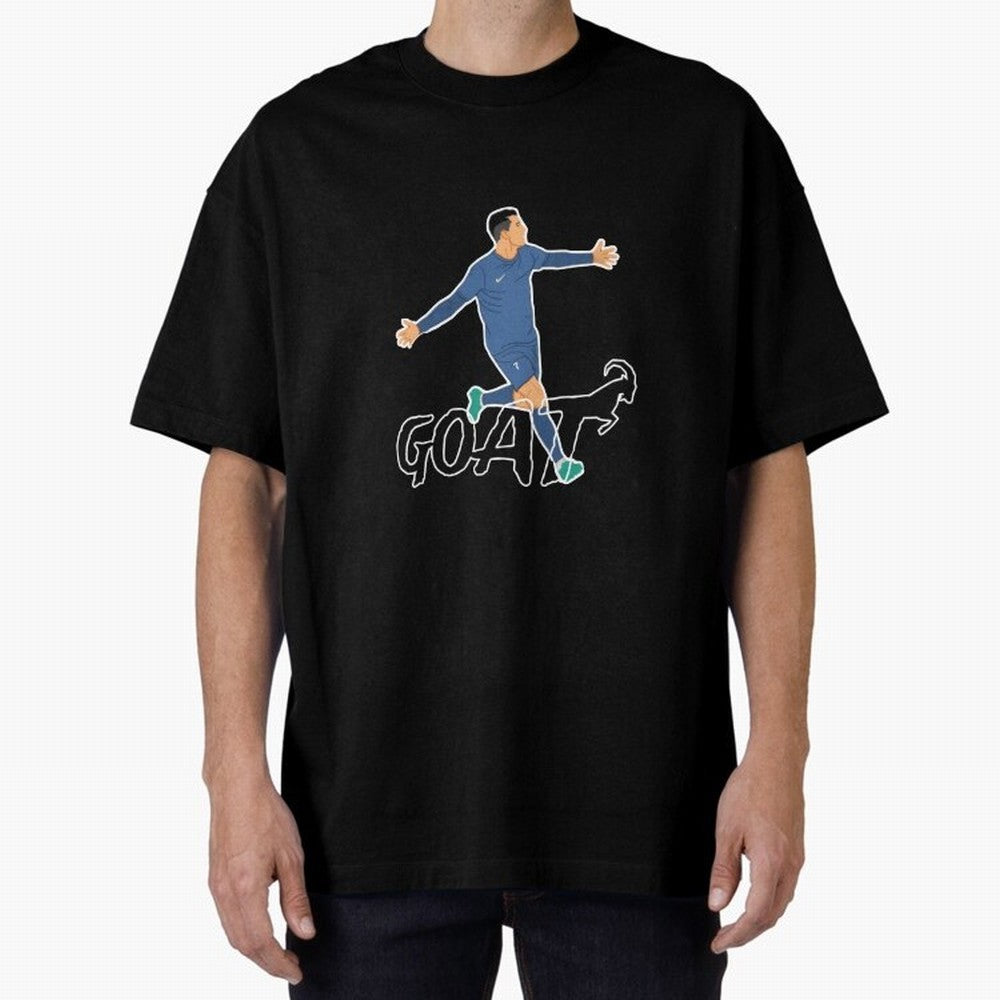 Cristiano Ronaldo - GOAT Oversized T-Shirt Stand with FIFA World Cup 2026 USA Canada Mexico Spirit, Highlighting England, Neymar, Haaland and Cristiano Ronaldo, Retro Football Energy, Iconic Rivalries, Trophy Chase Drama and Stadium Atmosphere;