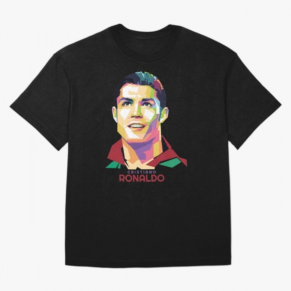 Geometric Celebrity Cristiano Ronaldo Oversized T-Shirt Celebrate Golden Goal Energy in FIFA World Cup 2026 USA Canada Mexico Spirit, Inspired by Brazil, Messi and Cristiano Ronaldo, Classic Soccer Heritage, Championship Pressure, Fan Loyalty and