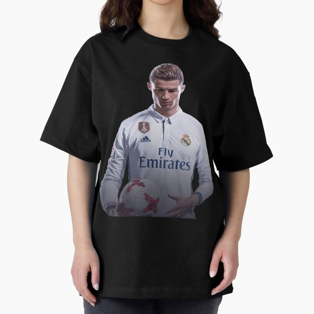 Ronaldo Madrid Jersey Poster Oversized T-Shirt Experience the Global Stage of Global Football Passion for FIFA World Cup 2026 USA Canada Mexico, Capturing Mbappe, Germany, Championship Spirit, Famous Goals, Roaring Crowds and International Football