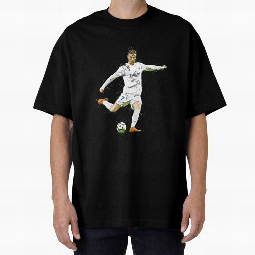 Cristiano Ronaldo Celebration Oversized T-Shirt Live for the Drama of FIFA World Cup 2026 Group Stage for Fans of Messi, CR7 and Mbappe and Argentina and Brazil, Bringing Vintage Soccer Flavor, Modern Football Stars, National Flags and Final Night