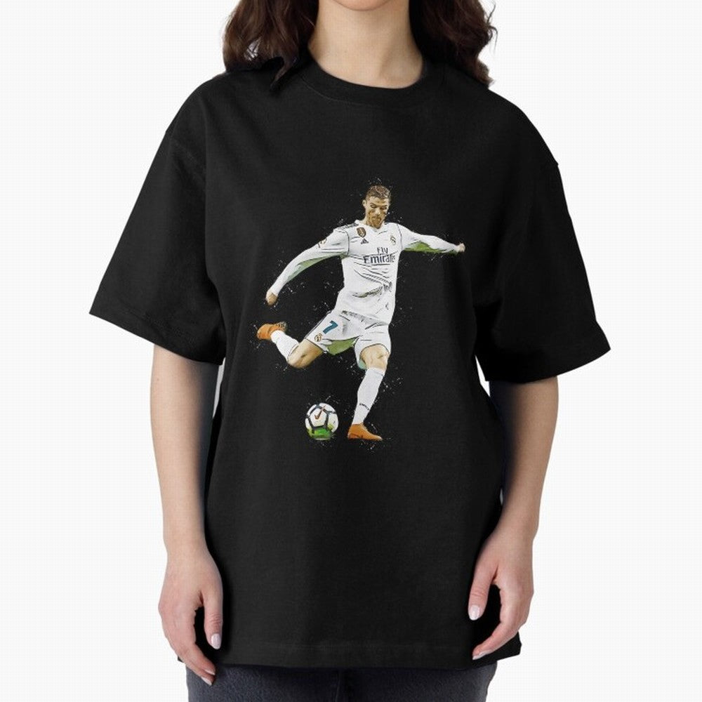 Cristiano Ronaldo Celebration Oversized T-Shirt Live for the Drama of FIFA World Cup 2026 Group Stage for Fans of Messi, CR7 and Mbappe and Argentina and Brazil, Bringing Vintage Soccer Flavor, Modern Football Stars, National Flags and Final Night