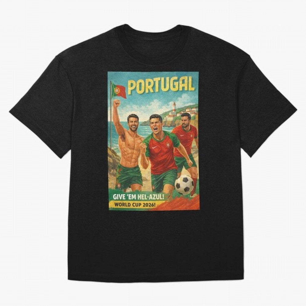 Portugal Hel-Azul Spirit at Cabo da Roca and Bel¨¦m Tower for FIFA World Cup 2026 Oversized T-Shirt Show Your Tournament Heart for FIFA World Cup 2026 Group Stage for Fans of Mbappe and Neymar and Portugal, Spain and Germany, Bringing Fan Favorite