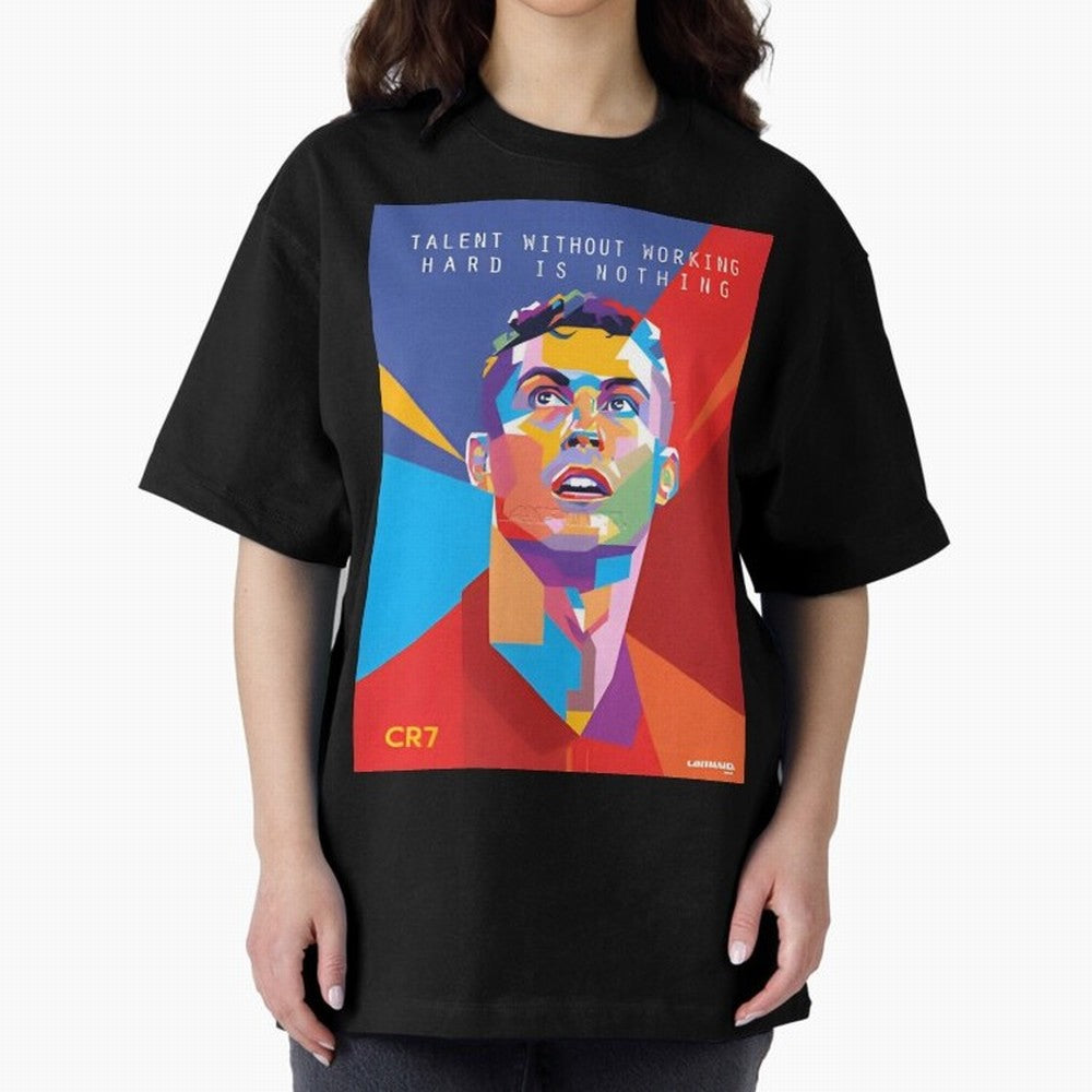 Cristiano Ronaldo Oversized T-Shirt Celebrate Golden Goal Energy in Match Day Hype around FIFA World Cup 2026, Haaland, Brazil, Portugal and Argentina, Goal Celebration Energy, Supporter Heritage, Football Icons and Worldwide Tournament Joy; Ideal