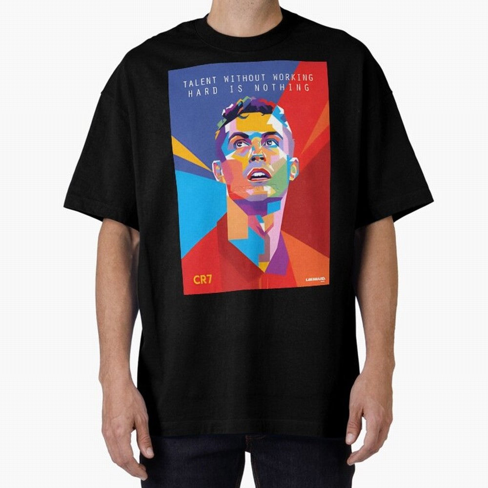 Cristiano Ronaldo Oversized T-Shirt Celebrate Golden Goal Energy in Match Day Hype around FIFA World Cup 2026, Haaland, Brazil, Portugal and Argentina, Goal Celebration Energy, Supporter Heritage, Football Icons and Worldwide Tournament Joy; Ideal
