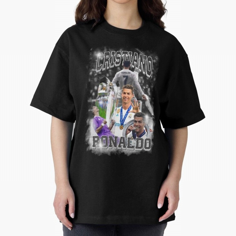 Cristiano Ronaldo Oversized T-Shirt Carry the Dream of FIFA World Cup 2026 for Fans of Messi, CR7 and Mbappe and England, France and Netherlands, Bringing Worldwide Fan Energy, Dramatic Goals, Stadium Lights and Championship Celebrations; Ideal for