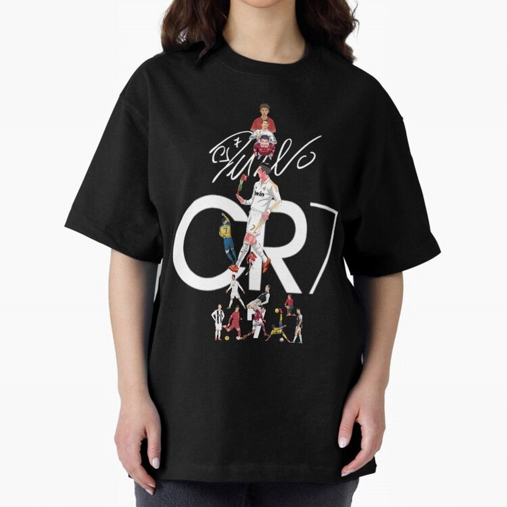 CR7 Oversized T-Shirt Celebrate the Biggest Stage of FIFA World Cup 2026 USA Canada Mexico for Fans of Cristiano Ronaldo and France and Portugal, Bringing Worldwide Fan Energy, Dramatic Goals, Stadium Lights and Championship Celebrations; Perfect