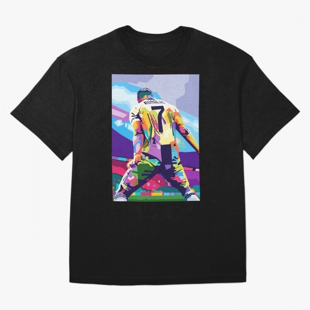 Cristiano Ronaldo Celebration Wpap Pop Art Oversized T-Shirt Turn Up for Global Football Passion for FIFA World Cup 2026 Group Stage, Filled with Cristiano Ronaldo, Spain and Netherlands, Worldwide Fan Energy, Dramatic Goals, Stadium Lights and