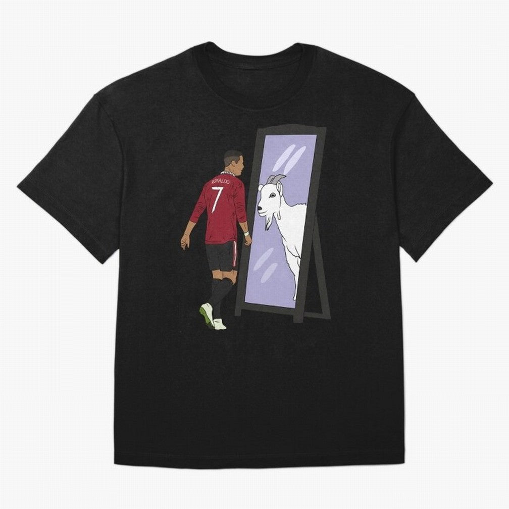 Cristiano Ronaldo Mirror GOAT Oversized T-Shirt Bring Retro Soccer Energy to FIFA World Cup 2026 USA Canada Mexico for Fans of Messi, CR7 and Mbappe and Germany, Bringing Worldwide Fan Energy, Dramatic Goals, Stadium Lights and Championship