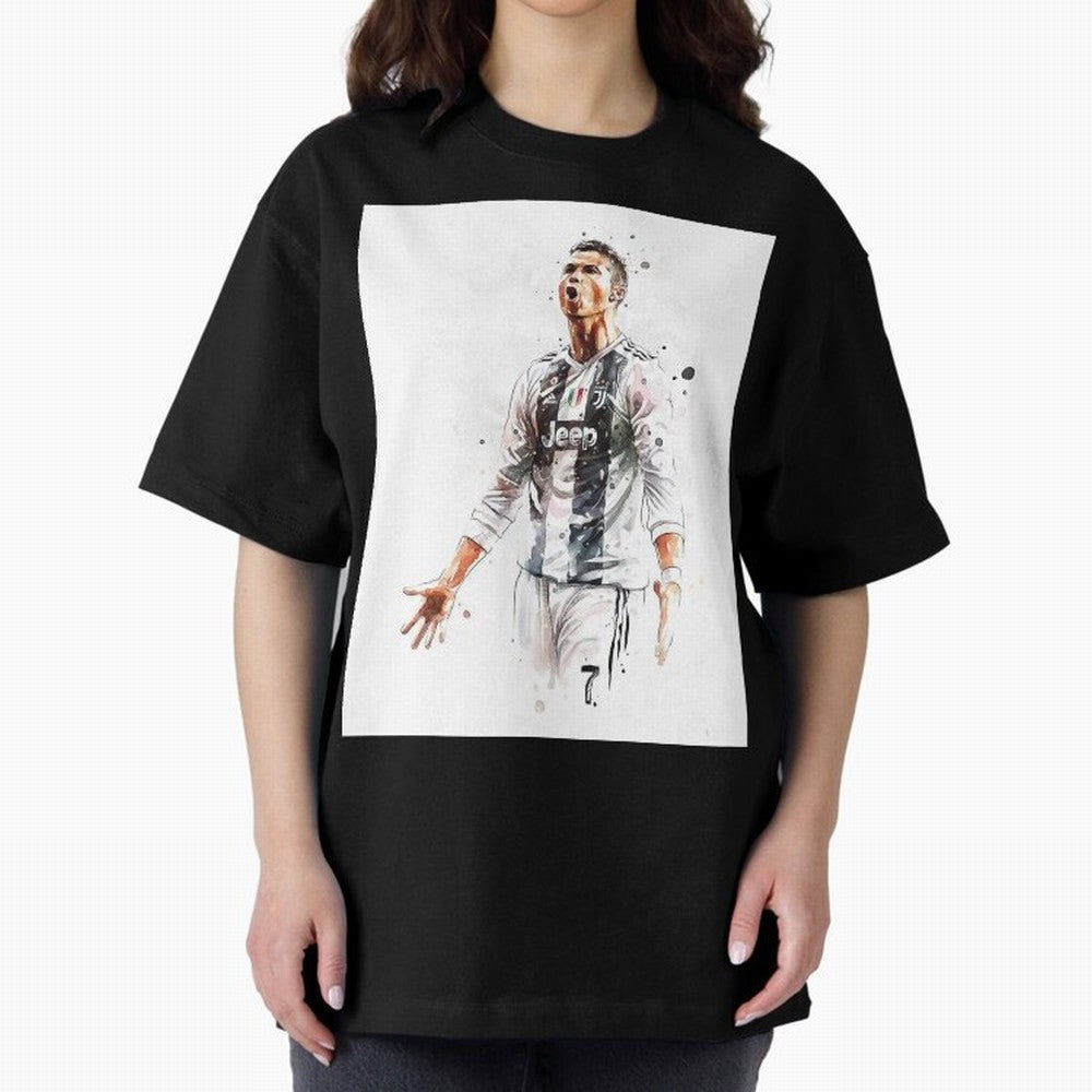 Cristiano Ronaldo Oversized T-Shirt Celebrate Fan Culture around Match Day Hype around FIFA World Cup 2026 Group Stage, Cristiano Ronaldo, France, Stadium Memories, Football Loyalty, International Chants and Championship Tradition; Ideal for